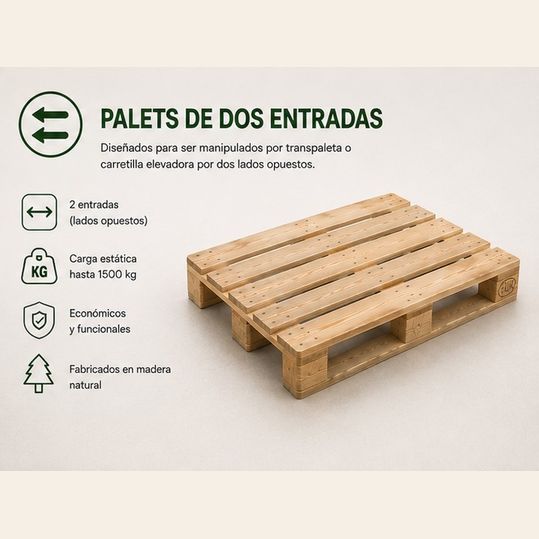 Detalle de bloques y largueros de madera de un palet apilado